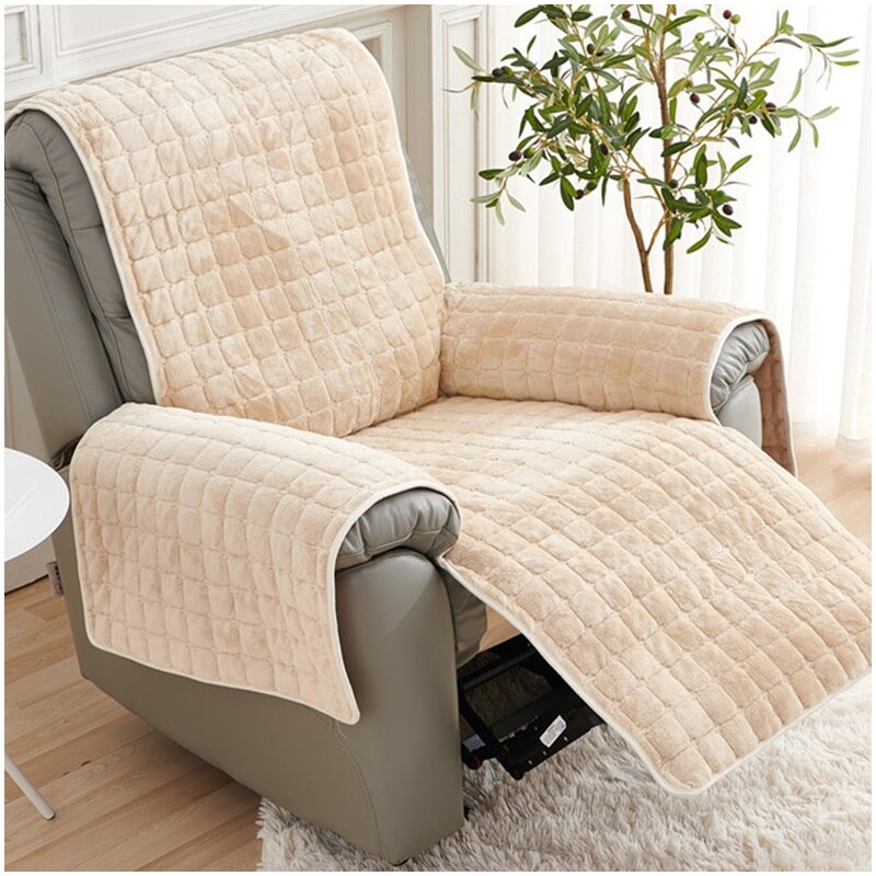 3 COLORS / Block Fleece Quilted Armchair Recliner Cover Couch Protector Sofa Throw For Couches Sectional Slipcover