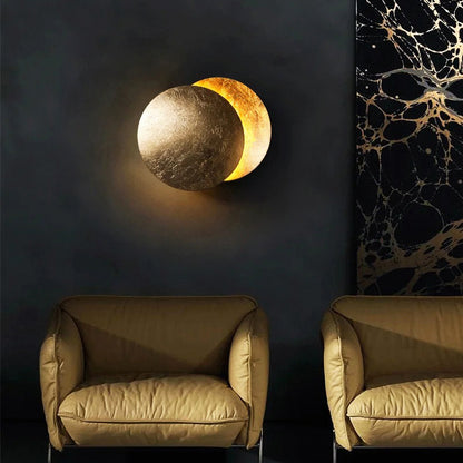Celestial LED Brass Moon Wall Light Fixture