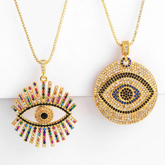 Luxe Gazer Gold Plated Zirconia Eye Necklace