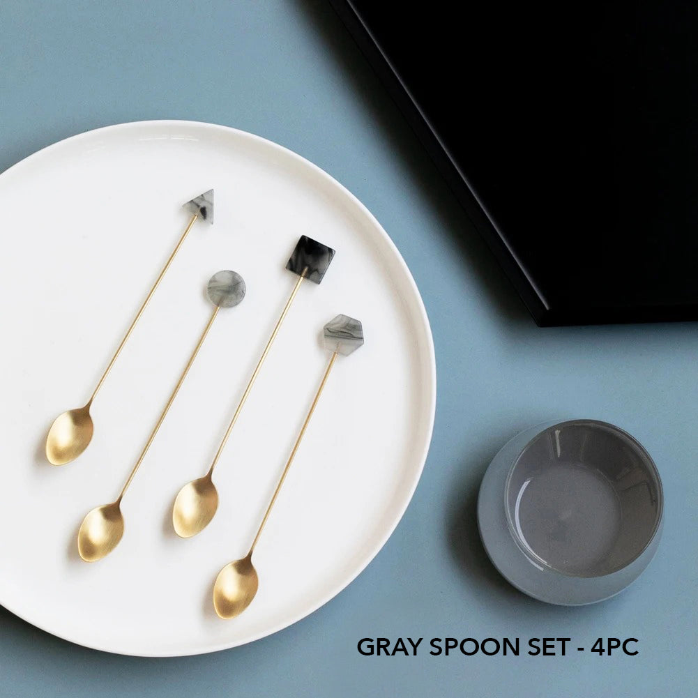 4 Piece Deco Dine Artful Gold-Plated Fork Spoon Set