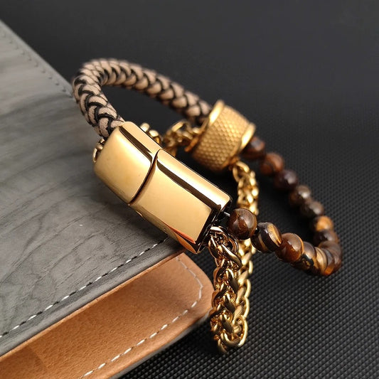 Valor Leather Braided Men's Bracelet